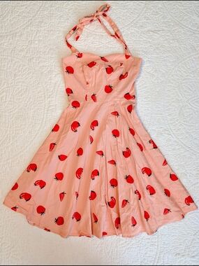 Pink Halter Skater Dress With Starwwb